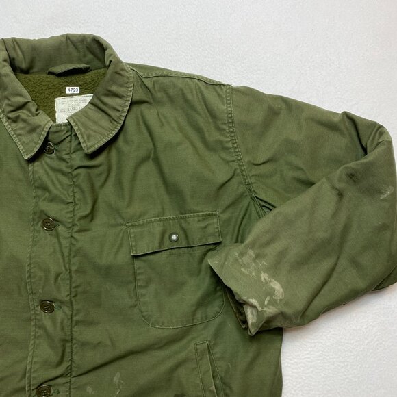 Vintage US Military A-1 Cold Weather Permeable Deck Jacket Men's XL Sherpa Lined - Picture 2 of 16